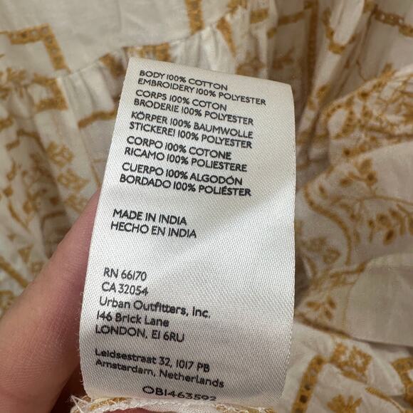 URBAN OUTFITTERS UO Smiwth White & Yellow Long Maxi Frock Dress // XS - Picture 13 of 16